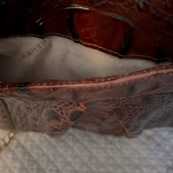 Brahmin satchel crocodile embossed brown leather large EUC Price Is Firm - Picture 7 of 13